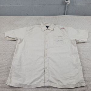 FUBU Shirt Mens 3XL‎ Beige Button Down The Collection Streetwear Hip Hop Casual